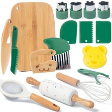 17 PCS Kids Knife Set for Real Cooking, Montessori Kitchen Tools for Toddlers...