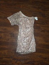 Pink Sequin one shoulder dress NWT Deb size 7