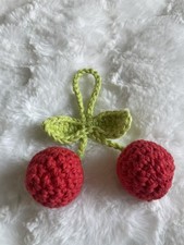 Crochet Cherry keychain, Handmade cherry bag charm, crochet cherry bag charm
