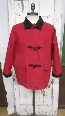 Vintage Women s Flannel Lined Red Canvas Barn Chore Field Coat XL-52