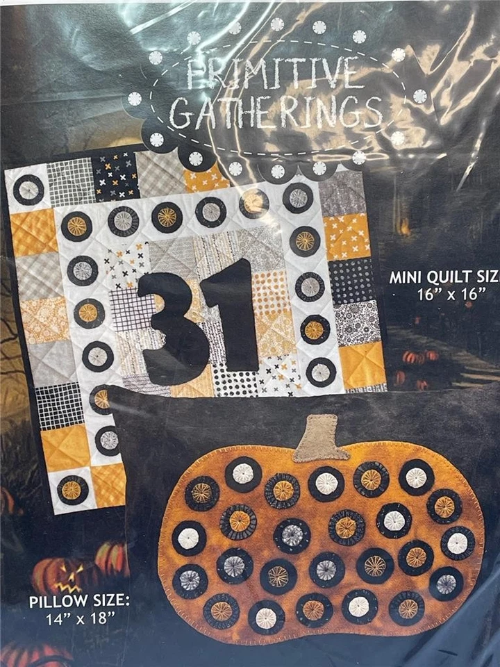 PRIMITIVE GATHERINGS Wool Applique Kit - LATE OCTOBER Pillow & Mini Quilt Kit - Image 2 of 3