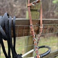 Bitless Hackamore Rawhide Bosal and Black Mecate Complete Set New Horse Tack