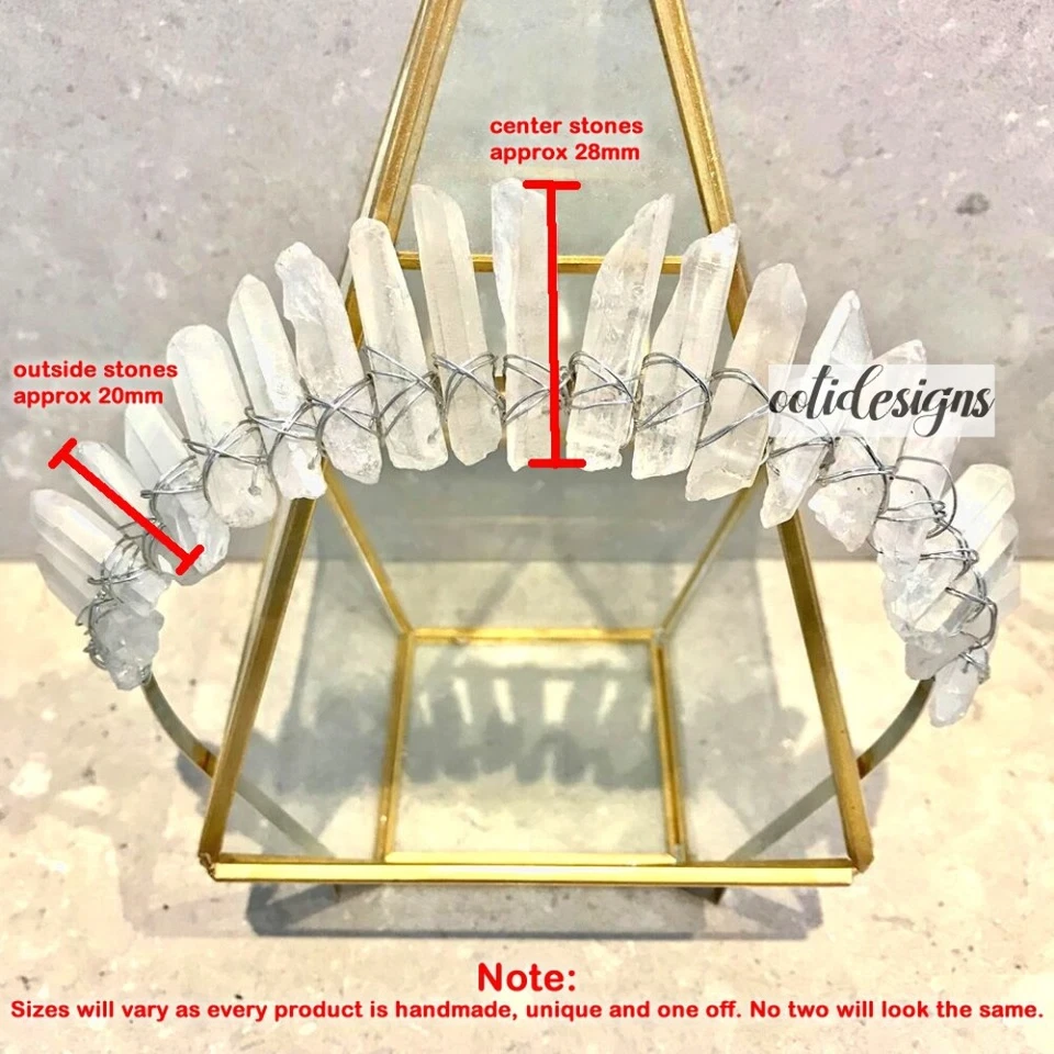 Diadema de piedras preciosas corona de cristal natural cuarzo crudo boda dama de honor Foto 4 de 4