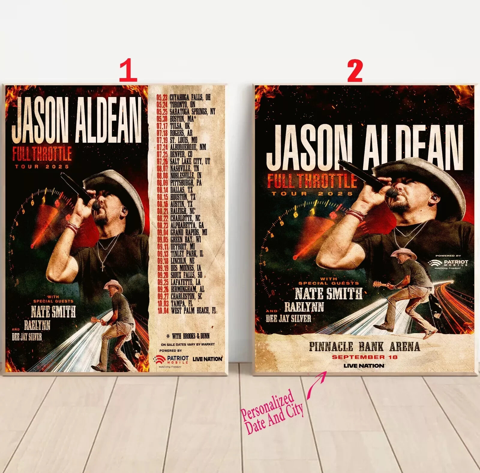 Custom Jason Aldean Full Throttle Tour 2025 Poster for Home Decor