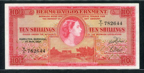 Bermudes 1957, 10 shillings, P19b, original XF - Photo 1/2