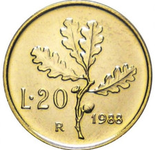 20 LIRE 1988 RAMO DI QUERCIA ITALIANA FDC UNC CF124