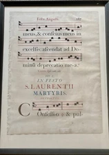 Lg Antiphonal Leaf Page 16th 17th C. On The Feast of St Laurence Martyr Lawrence