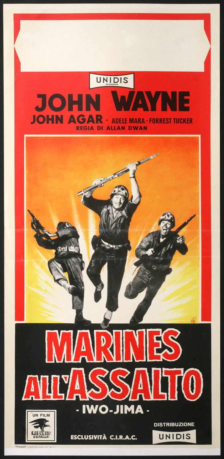 Locandina originale film Iwo Jima, deserto di fuoco (1950) - Regia di Allan Dwan