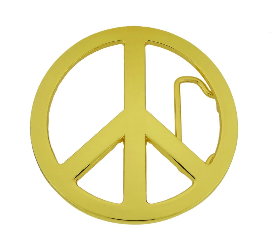 Nuevo Hombres Mujeres Signo de Paz Cinturón Hebilla Símbolo Paloma Paz-Amante-Guardián Metal Dorado Foto 3 de 4