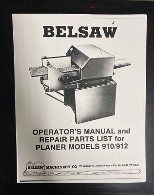 bel bel様　オーダーページ Planer Operator & Repair List Manual Fits Foley Belsaw Model 910
