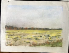 Franz Ehmke 1928-2018 GDR Painter °Berlin° Green Meadows Sky Pastel Landscape