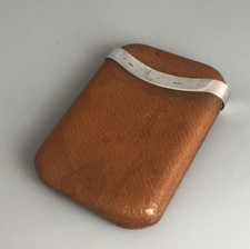 Antique Silver Mounted Leather Cigar Case London 1931 ECZX