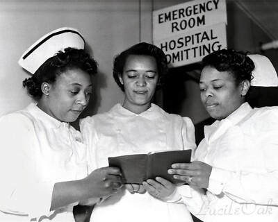 BLACK Emergency Room Nurses at Work c1940s, Vintage Photo Reprint