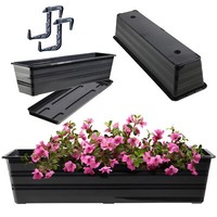 Kadax Blumenkasten Mit Untersetzer Und 2 Griff, Anthrazit, 60 Cm