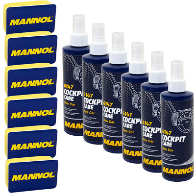 Cockpitpflege inkl. Auftrageschwamm Cockpit Pflege New Car MANNOL 6147 6x 250 ml