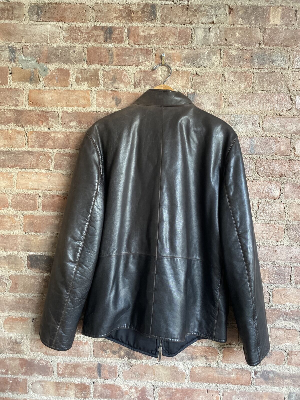 Vtg Ermenegildo Zegna Reversible Leather Men's Jacket, Sz 52 Large, Brown  Italy