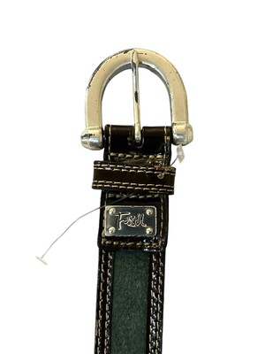 Fossil Belt Women Size M Patchwork Genuine Leather Suede  display picture 1