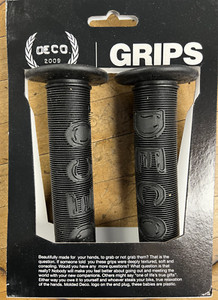 BIKE GRIPS DECO BMX BLACK FLANGED FREESTYLE GT HARO HANDLEBARS BAR ENDS NEW 