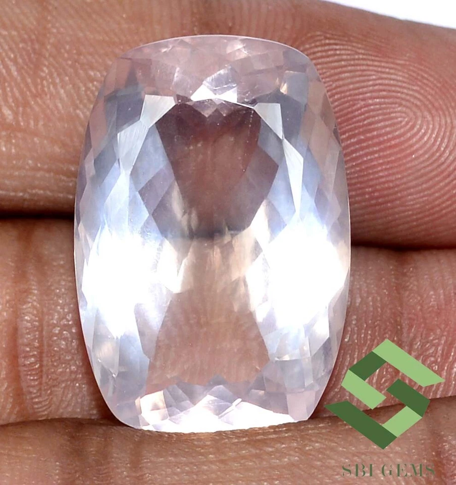 Cojín de cuarzo rosa natural certificado 33,98 CTS corte 27x18 mm piedras preciosas sueltas Foto 4 de 4