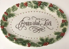 Fitz And Floyd Baked With Love Oval Ceramic Christmas Cookie Platter Holidays