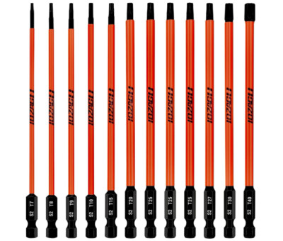 12Pcs Long Torx Bit Set 6-Inch (152mm) T7 to T40 Magnetic Security Tamper Pro...
