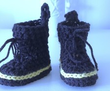 BLACK BABY CROCHET SHOES YOURS BABY'S NAME TRAINERS HANDMADE SNEAKERS MARTEN