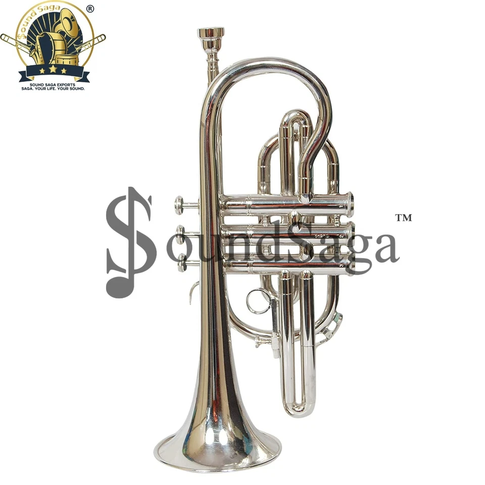 SOUND SAGA Cornet 3 Válvulas Bb Paso Incluye Boquilla y Estuche de Transporte (Plateado) Foto 3 de 4