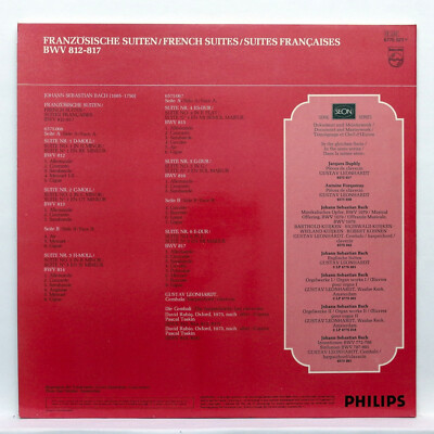 GUSTAV LEONHARDT ⸺ JS BACH french suites ⸺ PHILIPS 2xLPs NM | eBay