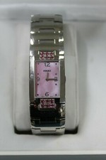 Genuine Versace CSQ99 Ladies Wristwatch Works New Battery Pink Stones Swiss Made
