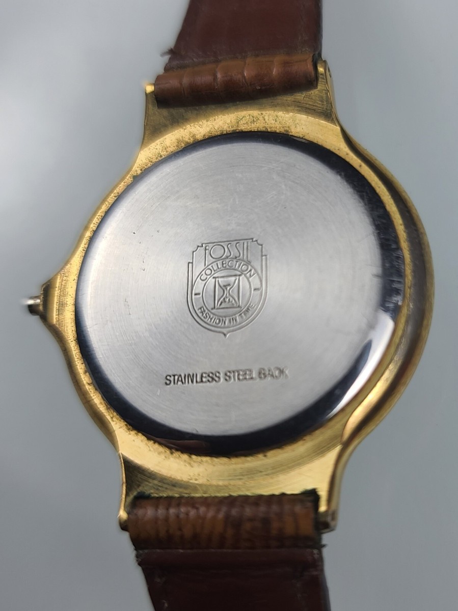Vintage 1984 Fossil Western Bubble Watch Dome Crystal OG Leather
