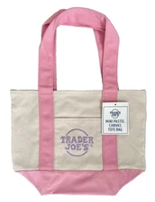 Trader Joe's Mini Pastel Canvas Tote Bag Light Pink