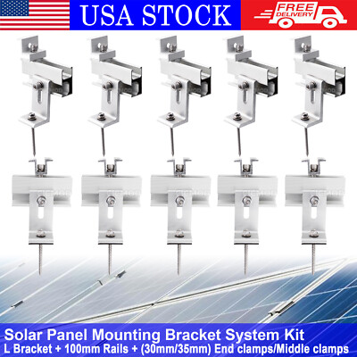 Aluminum Solar Panel Mounting Rail Bracket Flat Roof Metal Roof Solar Panels Set