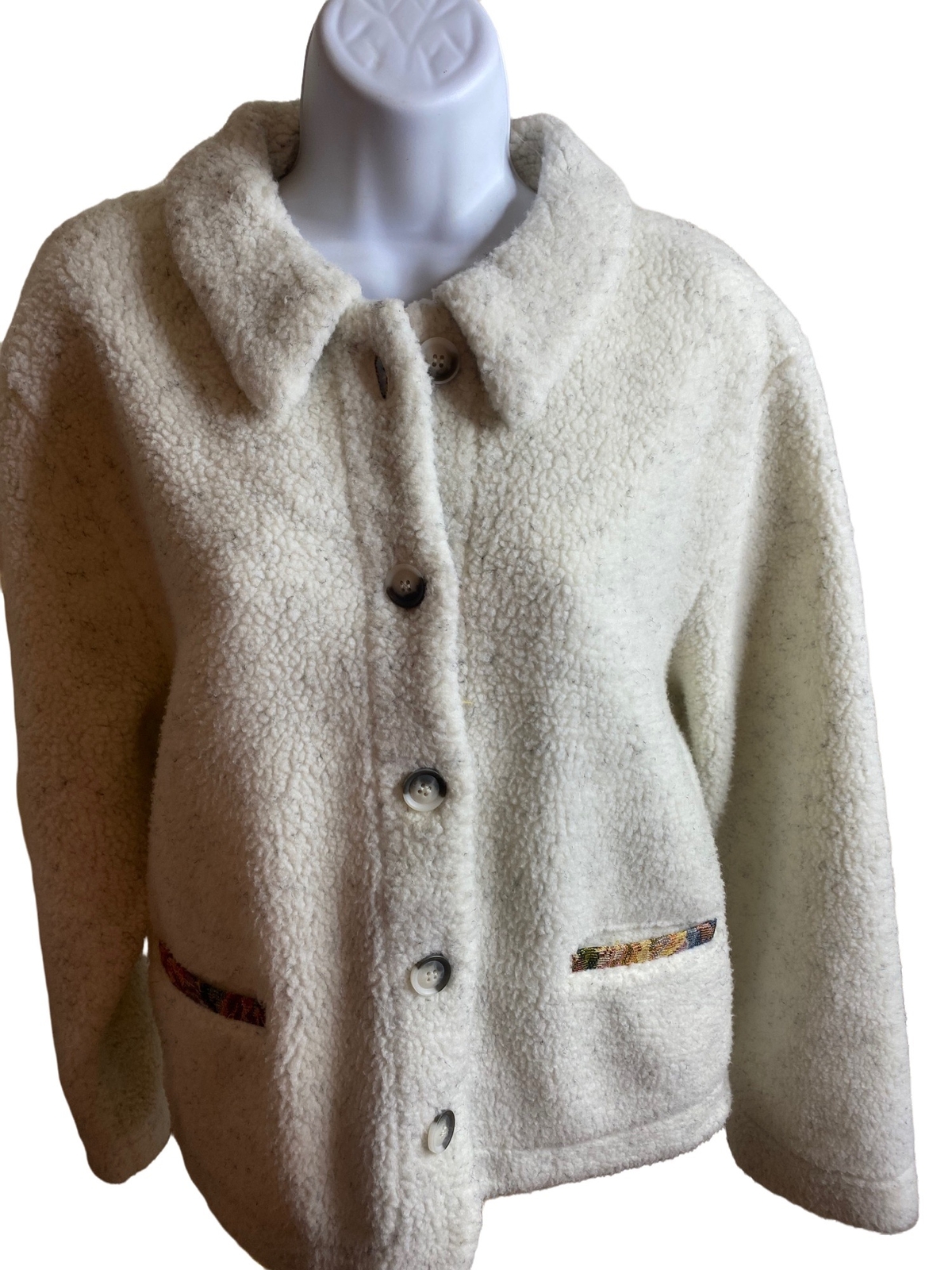 Orvis off white and gray tapestry trim jacket size M