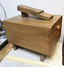 vintage wood shoe shine box, empty, dove tail style, nice home decor collectible
