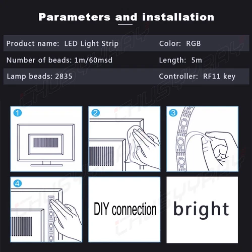LED Strip Lights 5M RGB 5050 Color Changing Tape Cabinet Kitchen TV Lighting - Picture 9 of 13
