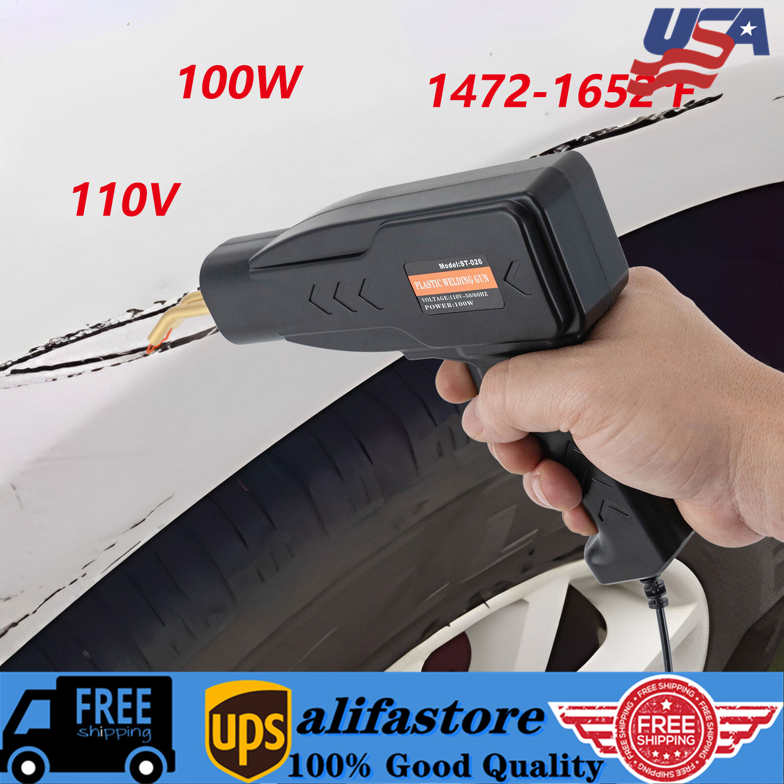 Hot Stapler Car Bumper Fender Fairing Welder Gun with 200 Staples Plastic Repair Kit for Auto Body Restoration-image