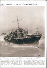 1936 ANTIQUE PRINT FRANCE NAVAL MALIN TERRIBLE L'INDOMPTABLE (182)