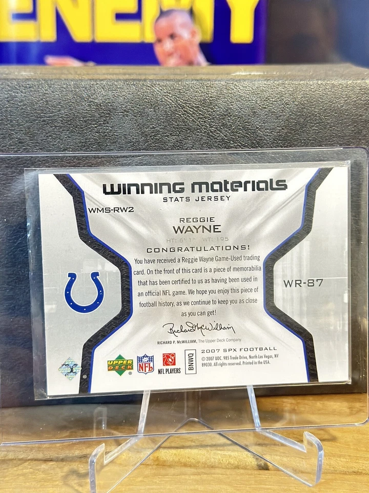 2007 SPx Football Winning Materials Stat Dual Reggie Wayne Jersey Card #WMS-RW2 - Image 4 of 4