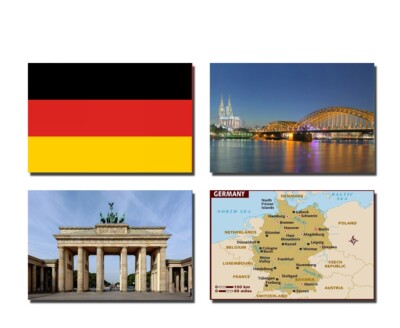 4er Set Deutschland Kühlschrankmagnete - Flagge, Karte und Wahrzeichen Sehenswürdigkeiten