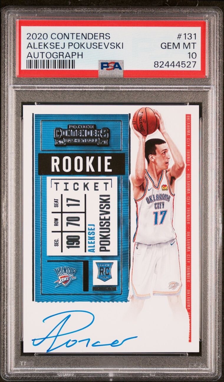 Aleksej Pokusevski ROOKIE Ticket AUTO PSA 10 GEM Mint 2020-21 Contenders OKC RC