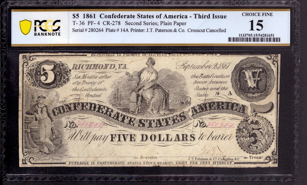 Grade 15 US Confederate Currency for sale | eBay