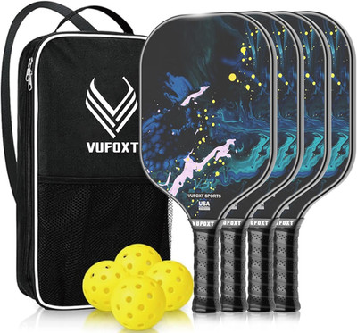 USAPA Approved Pickleball Paddles Set of 2/4 - Lightweight Carbon Fiber Blue