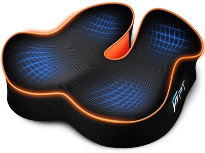 POOTACK Sitzkissen - Memory Foam Kissen für Büro & Auto L, orange schwarz 