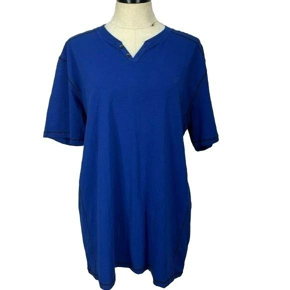 Truth Substance Blue Short Sleeve Henley T-Shirt XL 95% Cotton 5% Spandex Made I