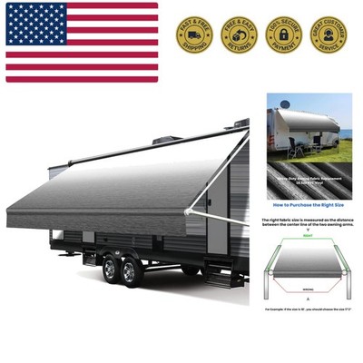 RV Awning Fabric Replacement, 18.5oz Heavy-Duty Weatherproof Vinyl Camper Awn...