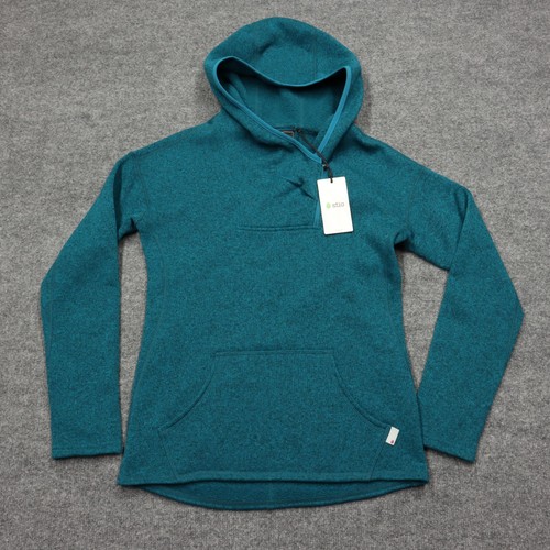 Stio Sweetwater Fleece Hoodie Womens Small Blue 1/4 Zip Thumbholes Pullover