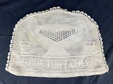 Antique Crocheted 'The Cup That Cheers' Teapot Cover - 31cm x 21cm
