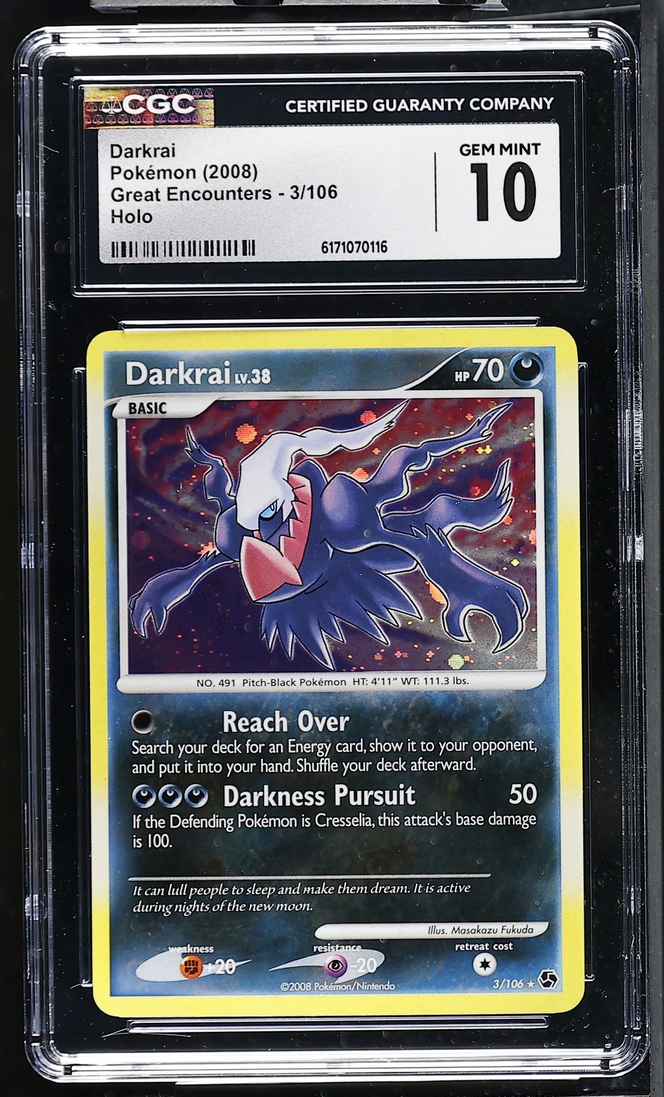 CGC 10 GEM MINT Darkrai 3/106 Great Encounters Holo Pokemon Card