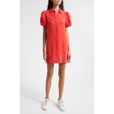 Alice + Olivia NWT Bright Poppy Red Jem Puff Sleeve Shirt Mini Dress Size Small