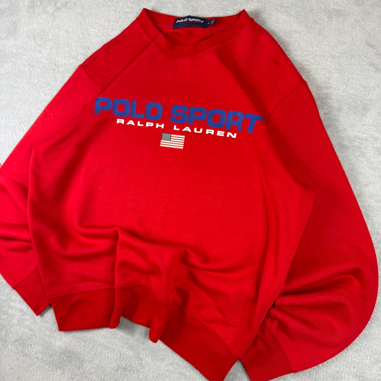 Vintage Ralph Lauren Polo Sport 2000's Red Spellout Medium Pullover Sweatshirt image 3